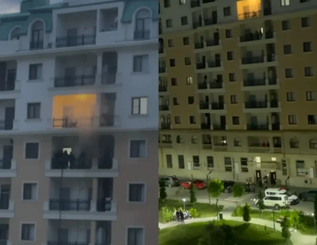 Sumqayıtda bina yandı