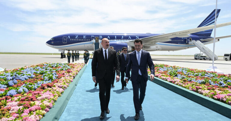 Prezident İlham Əliyev Qazaxıstana işgüzar səfərə gəlib – FOTO