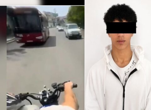 Təhlükəli motosiklet sürücüsünü polis saxlayıb