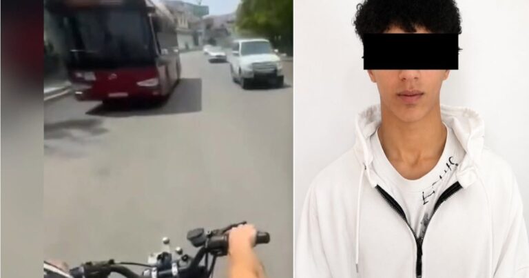 Təhlükəli motosiklet sürücüsünü polis saxlayıb