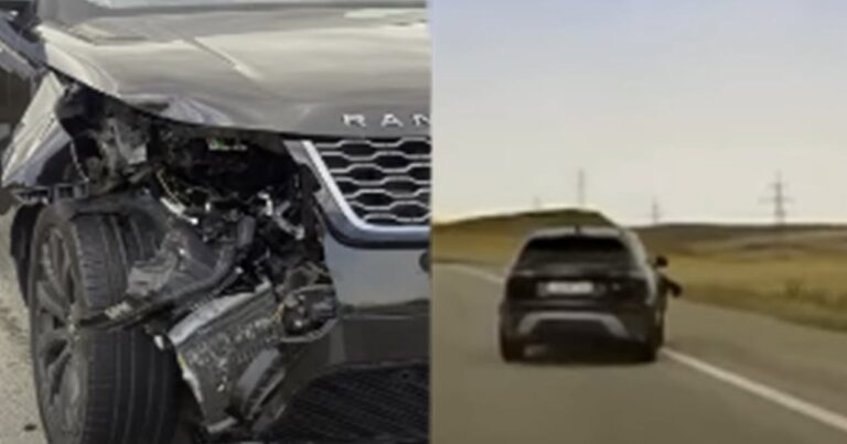 Maşının təkəri çıxıb arxadan gələn “Range Rover”ə çırpıldı – VİDEO