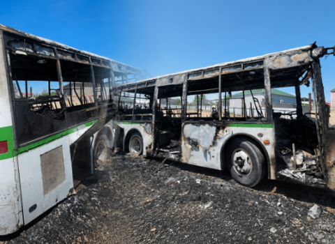 Naxçıvanda avtobuslar yandı (Foto)