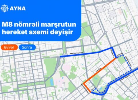Paytaxtda M8 marşrut avtobusunun hərəkət sxemi dəyişir