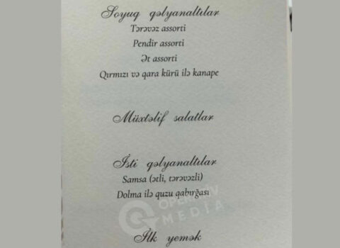 İlham Əliyevin şərəfinə verilən dövlət ziyafətinin – Menyusu