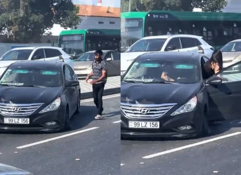 Bakıda qəza: “Hyundai” əks yola düşdü – VİDEO