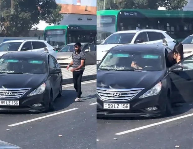 Bakıda qəza: “Hyundai” əks yola düşdü – VİDEO