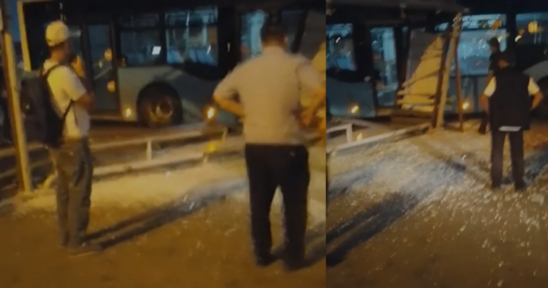 “Koroğlu”da avtobus dayanacağa çırpıldı