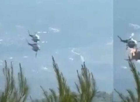 Meşə yanğınlarını söndürən iki helikopter havada toqquşdu – ANBAAN VİDEO