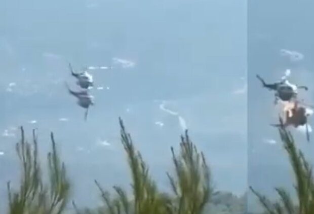 Meşə yanğınlarını söndürən iki helikopter havada toqquşdu – ANBAAN VİDEO