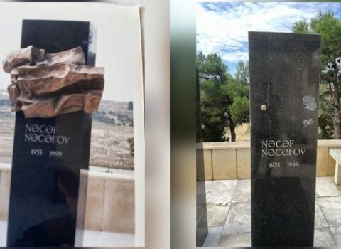 Nəcəf Nəcəfovun məzarının barelyefi oğurlandı – FOTO