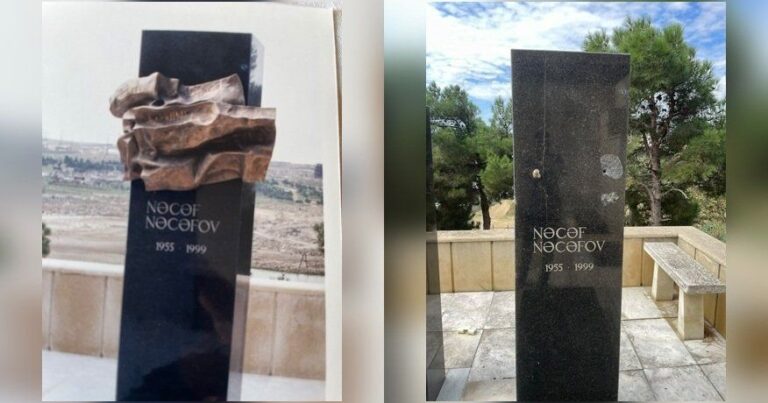 Nəcəf Nəcəfovun məzarının barelyefi oğurlandı – FOTO