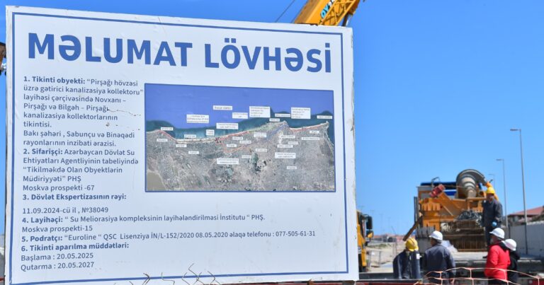 Pirşağı hövzəsi üzrə gətirici kanalizasiya kollektorunun növbəti hissəsi tikilir