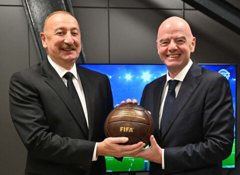 İnfantino İlham Əliyevə təşəkkür etdi – FOTOLAR