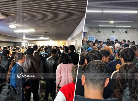 “Koroğlu” metrostansiyasının girişində sıxlıq – VİDEO
